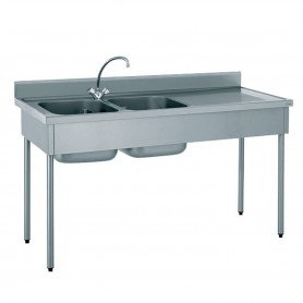 PLONGE 2 BACS 1600*700mm AVEC EMPLACEMENT LAVE-VAISSELLE GAUCHE - TOURNUS