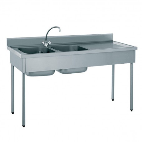 PLONGE 2 BACS 1600*700mm AVEC EMPLACEMENT LAVE-VAISSELLE GAUCHE - TOURNUS
