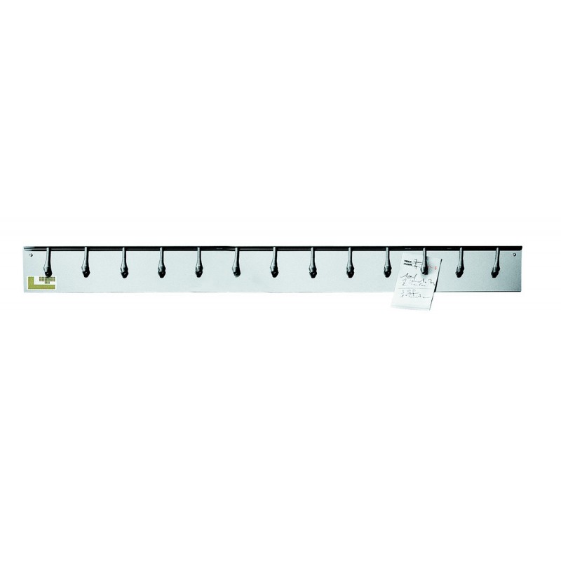 Barre porte-fiches à bille aluminium - Barre à ressort - inox - Barre 13 pinces - 100 cm