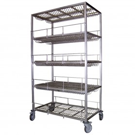 Chariot de séchage / stockage - 4 niveaux GN1/1 1000x585x1800 mm - Pour 60 bacs GN1/1