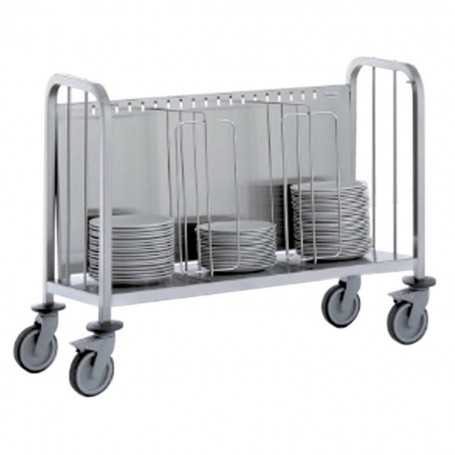 CHARIOT PORTE-ASSIETTES INOX - POUR 200 ASSIETTES - TOURNUS