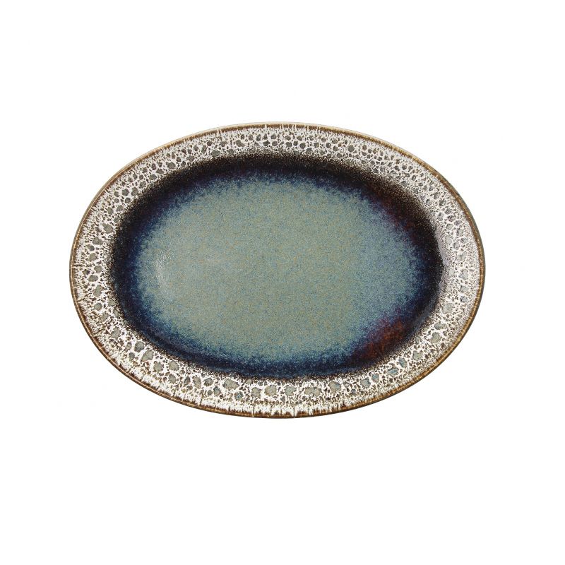 PLAT OVAL CM 30 BLOOM BLUE AND BROWN E19497