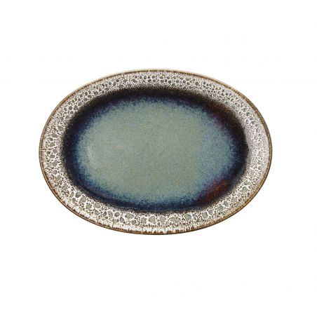 PLAT OVAL CM 30 BLOOM BLUE AND BROWN E19497