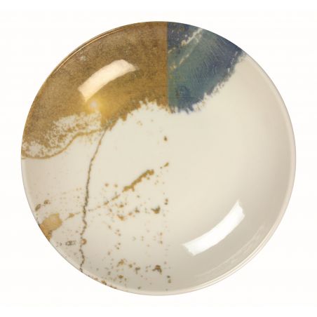 ASSIETTE CREUSE 25 CM DIONYSOS BLANC BLEU & OR