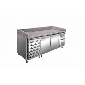TABLE A PIZZA 2PORTES+7 TIROIRS 600X400 - 2010X800X825 E17195