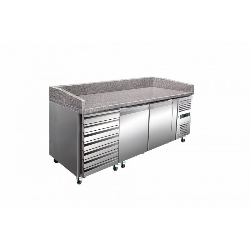 TABLE A PIZZA 2PORTES+7 TIROIRS 600X400 - 2010X800X825 E17195 TABLE A PIZZA 2PORTES+7 TIROIRS 600X400 - 2010X800X825 E17195