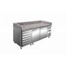 TABLE A PIZZA 2PORTES+7 TIROIRS 600X400 - 2010X800X825 E17195