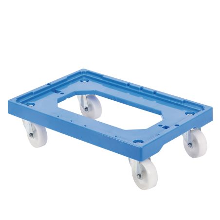 SOCLE BLEU 4 ROUES PIVOTANTES CHAPE ACIER B56837