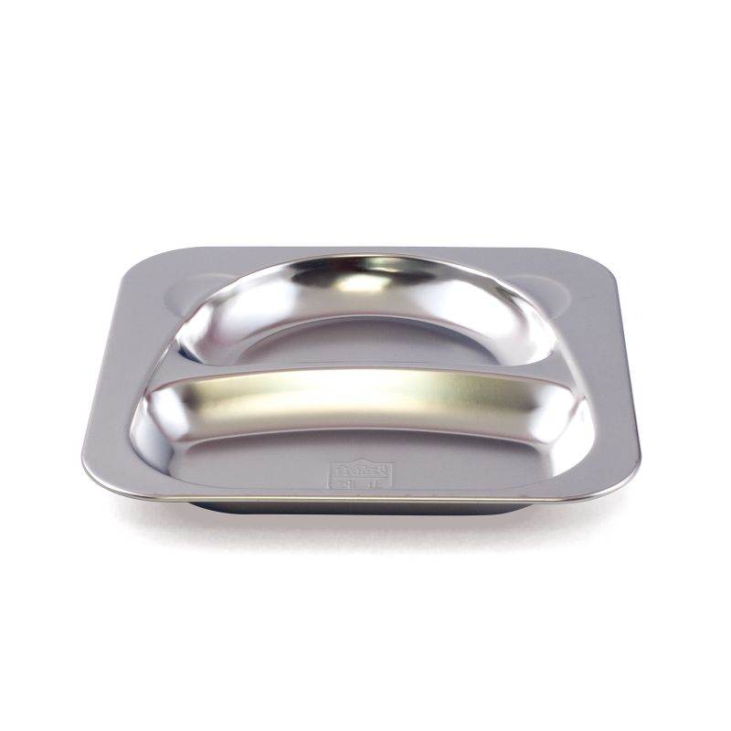 Plateau 2 compartiments - Inox 21x21x2,2 cm