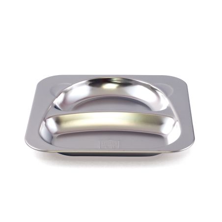 Plateau 2 compartiments - Inox 21x21x2,2 cm