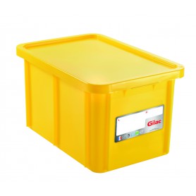 BAC RECTANGULAIRE 600*400*356mm 55L+COUVERCLE JAUNE  - GILAC