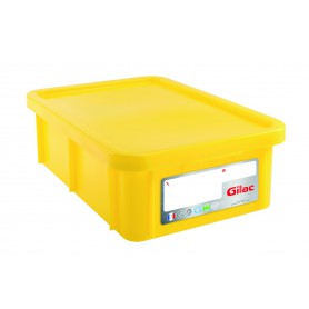 BAC RECTANGULAIRE 600*400*190mm 25L+COUVERCLE JAUNE - GILAC