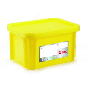 BAC RECTANGULAIRE 400*300*235mm 15L+COUVERCLE JAUNE - GILAC