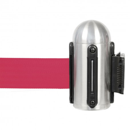 Accroche murale - Inox - Lg 210 cm - Bande rétractable rouge