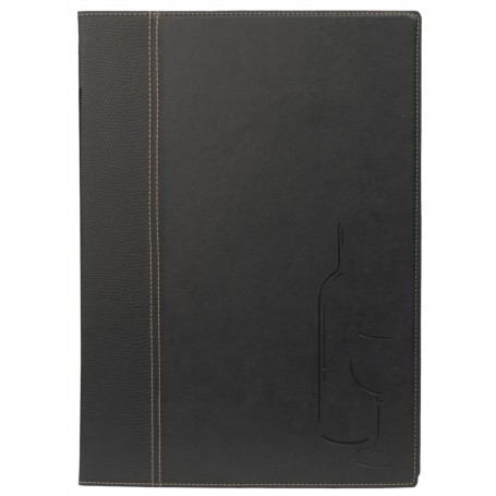 Protège menu Basique A4 - 8 vues - Carte des vins noir