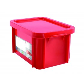 BAC RECTANGULAIRE 400*300*235mm 15L+COUVERCLE ROUGE - GILAC