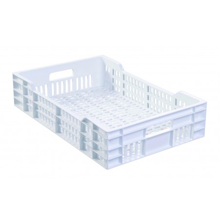 CAISSE AJOUREE 600*400*135mm 25L BLANC- GILAC