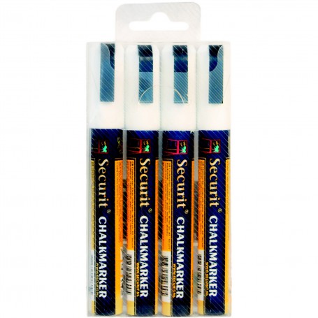 Feutre-craie blanc - Waterproof - Large 7-15 mm - Lot de 4