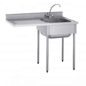 PLONGE 1 BAC 1200*700 AVEC EMPLACEMENT LAVE VAISSELLE GAUCHE ET ETAGERE - TOURNUS