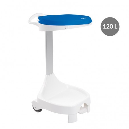 Support de sac 120 L avec pédale et couvercle - bleu - GILAC
