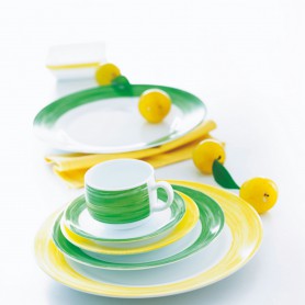 6 ASSIETTES CREUSES RESTAURANT BRUSH ø225mm VERT - ARCOROC