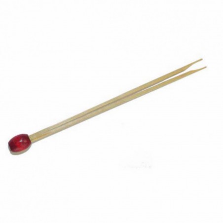 100 PIQUES BOULE ROUGE DOUBLE POINTE 8cm BAMBOU