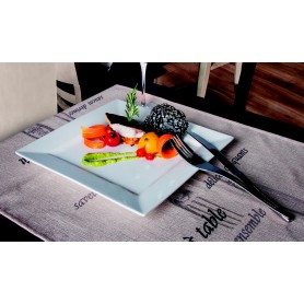 12 ASSIETTES PLATE CARREE 26*26cm - MANTILLE & PEKIN