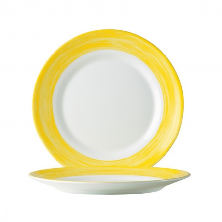 ASSIETTE PLATE ø235mm RESTAURANT BRUSH JAUNE - ARCOROC