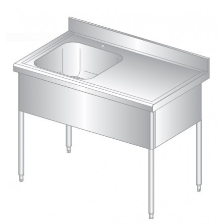 plonge adossée de 1200x700x850/900 avec 1 bac - Dora Metal