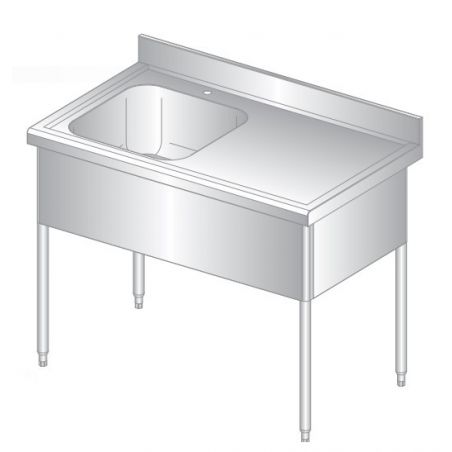 Plonge adossée, 1 bac | 1400x700x850/900 | Dora Metal