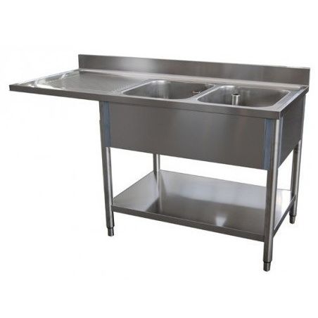 Plonge 2 bacs 1600x700 avec emplacement lave vaisselle a gauche et étagère