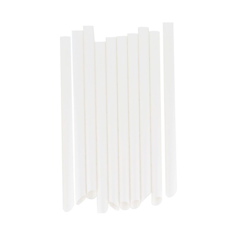 Paille blanche en PAPIER pour BUBBLE TEA 1.2 x 20 cm - carton de 1400  pailles