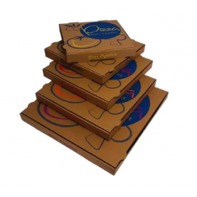 Boîte à pizza AMERICA 26X26X3.5 KRAFT décor bleu