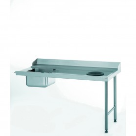 TABLE D'ENTREE 1600*760*840mm AVEC BAC ET TVD - RACCORDABLE A GAUCHE - TOURNUS